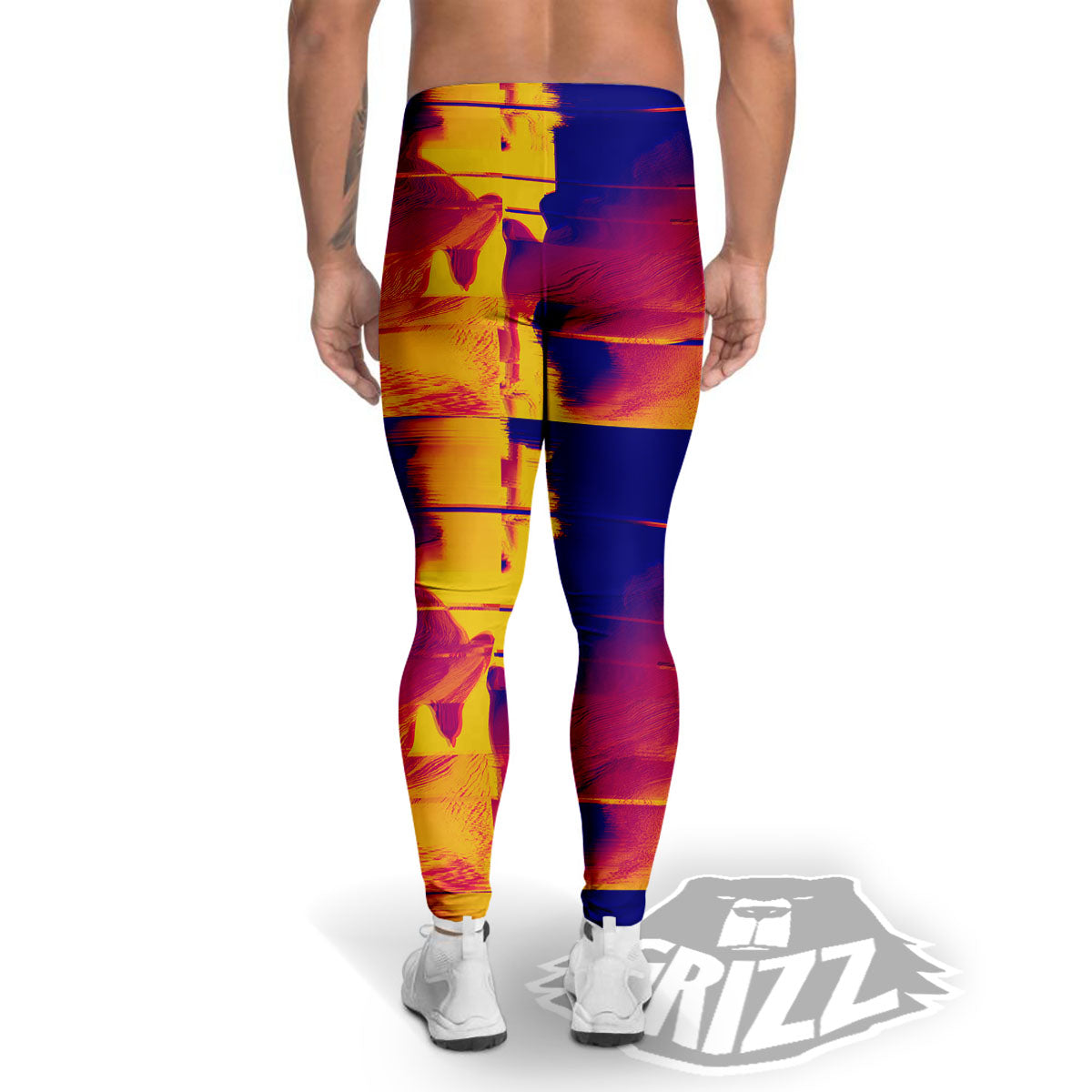 Surface Psychedelic Print Pattern Men's Leggings-grizzshop