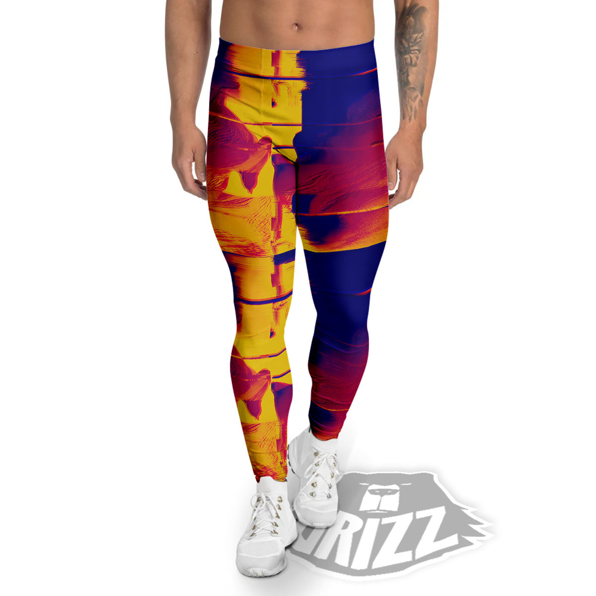 Surface Psychedelic Print Pattern Men's Leggings-grizzshop