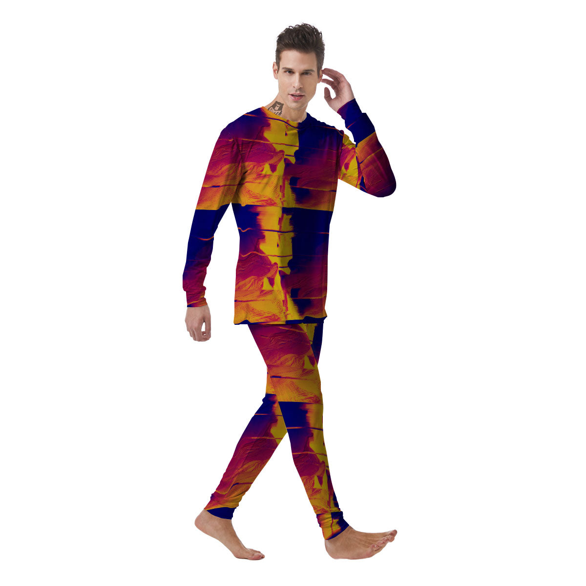 Surface Psychedelic Print Pattern Men's Pajamas-grizzshop