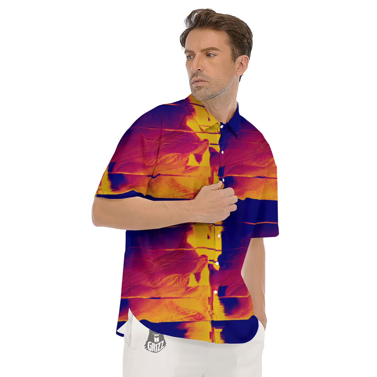 Surface Psychedelic Print Pattern Men's Short Sleeve Shirts-grizzshop