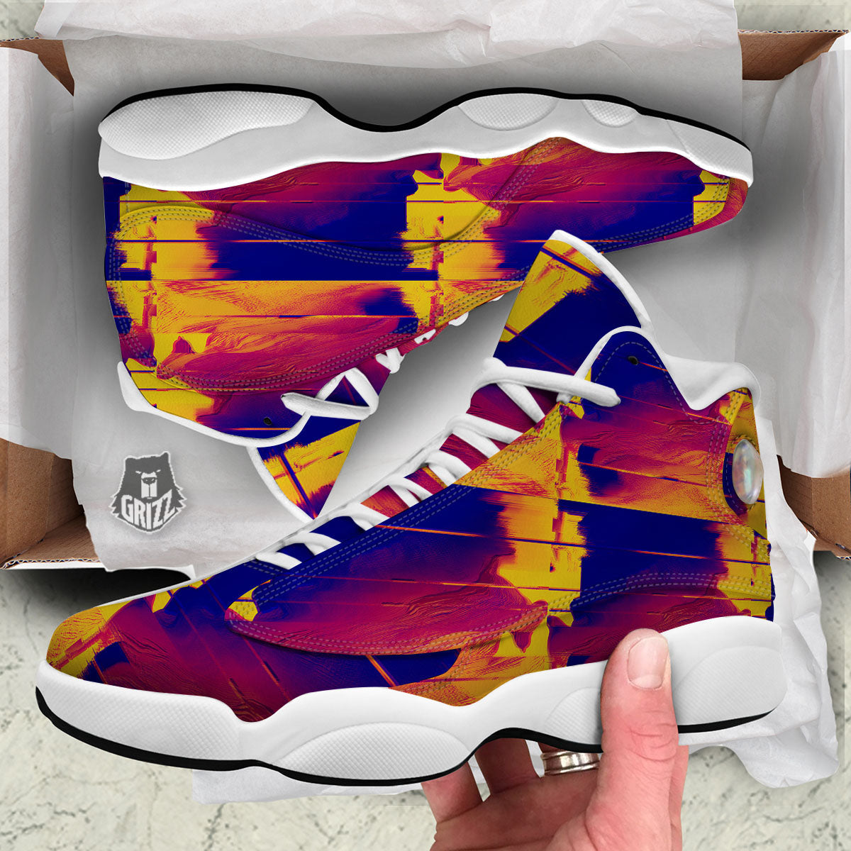 Surface Psychedelic Print Pattern White Basketball Shoes-grizzshop