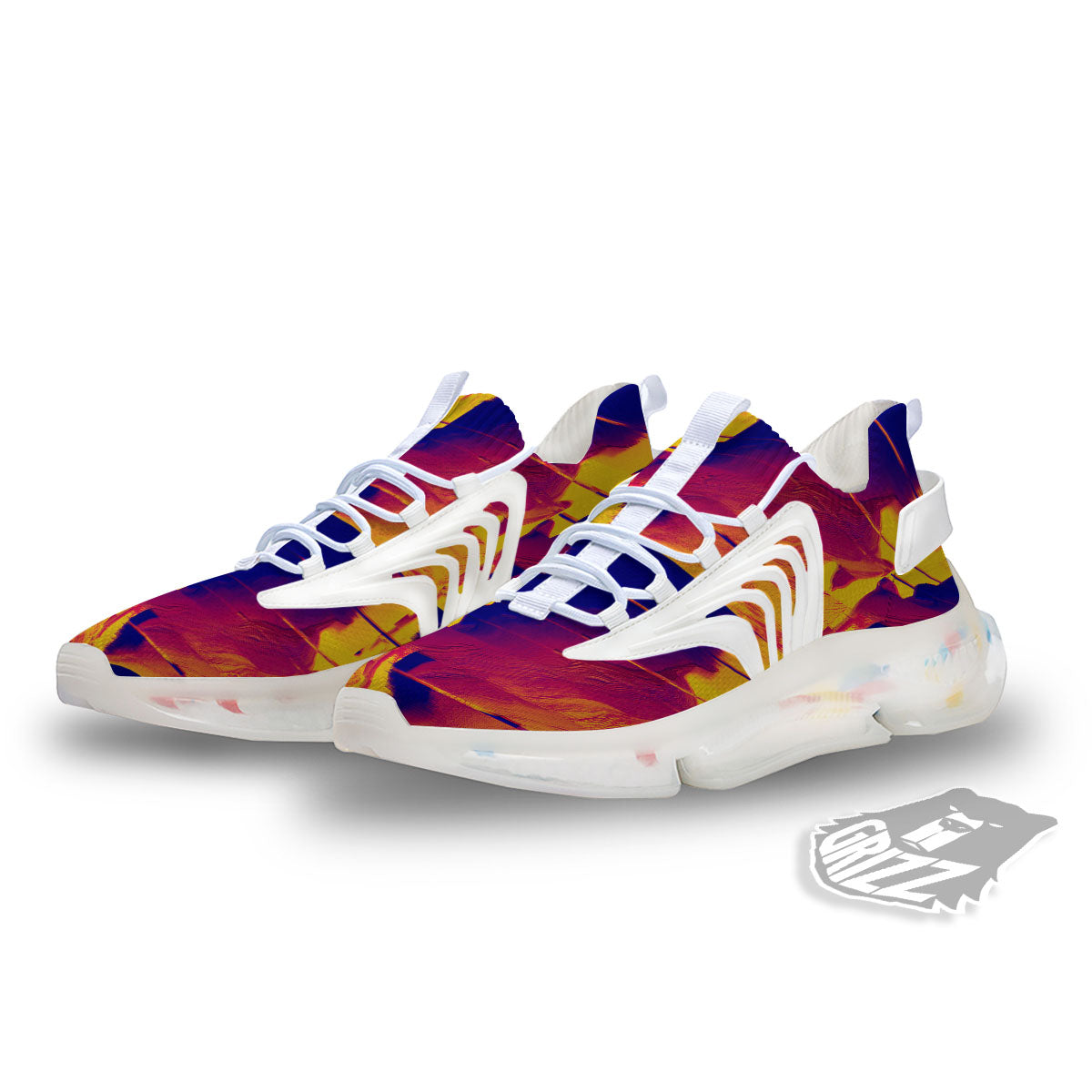 Surface Psychedelic Print Pattern White Gym Shoes-grizzshop