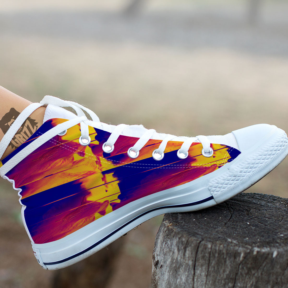 Surface Psychedelic Print Pattern White High Top Shoes-grizzshop