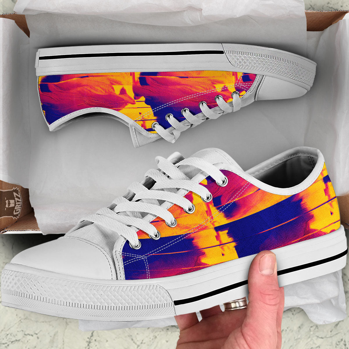 Surface Psychedelic Print Pattern White Low Top Shoes-grizzshop