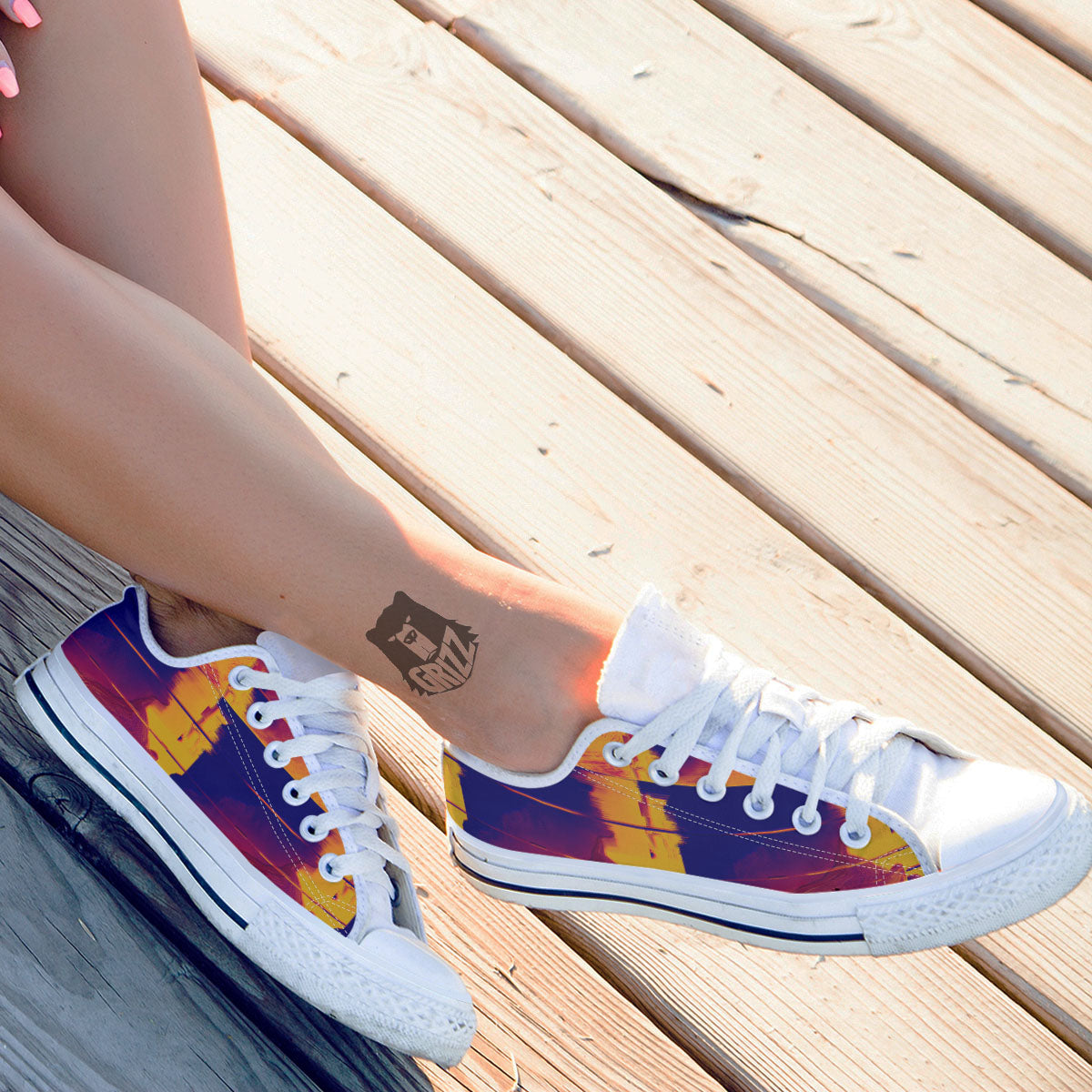 Surface Psychedelic Print Pattern White Low Top Shoes-grizzshop