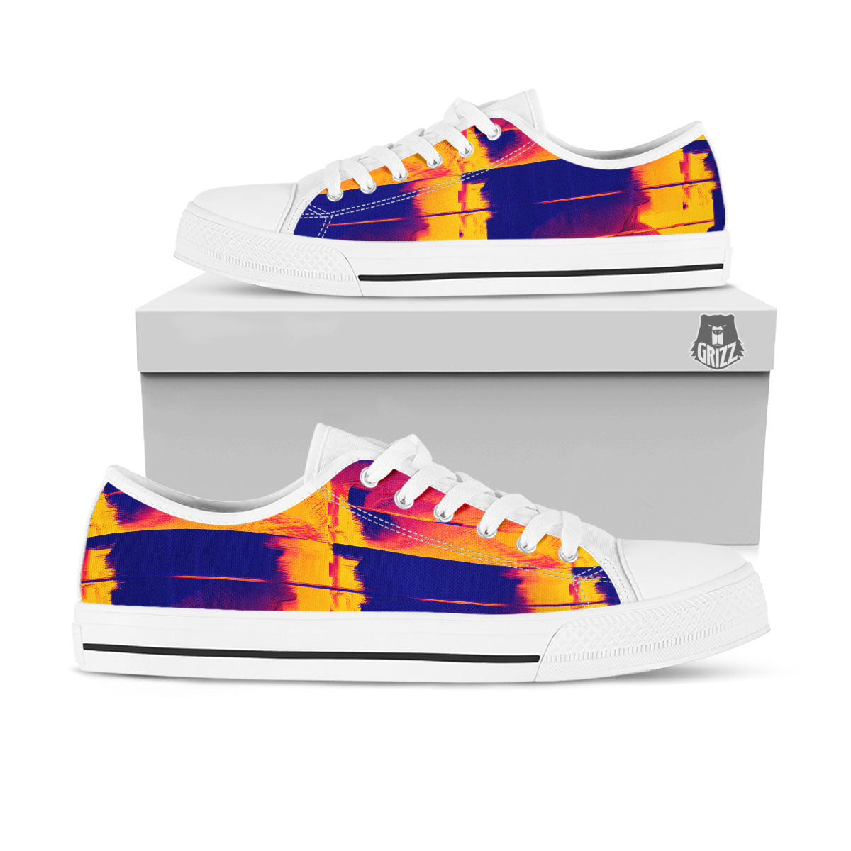 Surface Psychedelic Print Pattern White Low Top Shoes-grizzshop