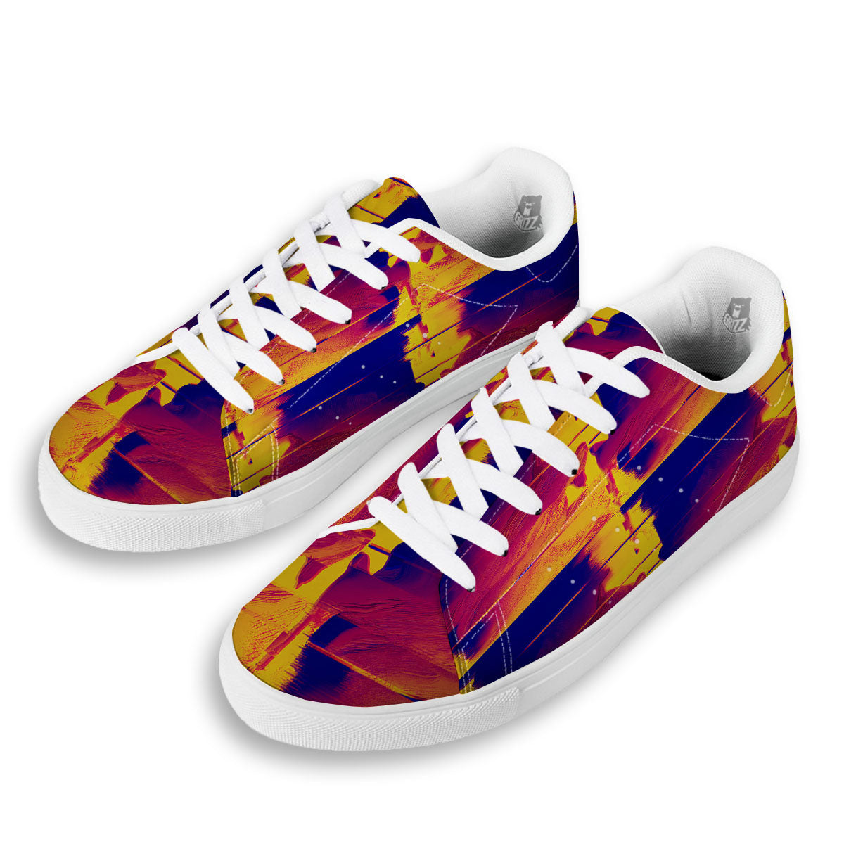 Surface Psychedelic Print Pattern White Low Top Sneakers-grizzshop