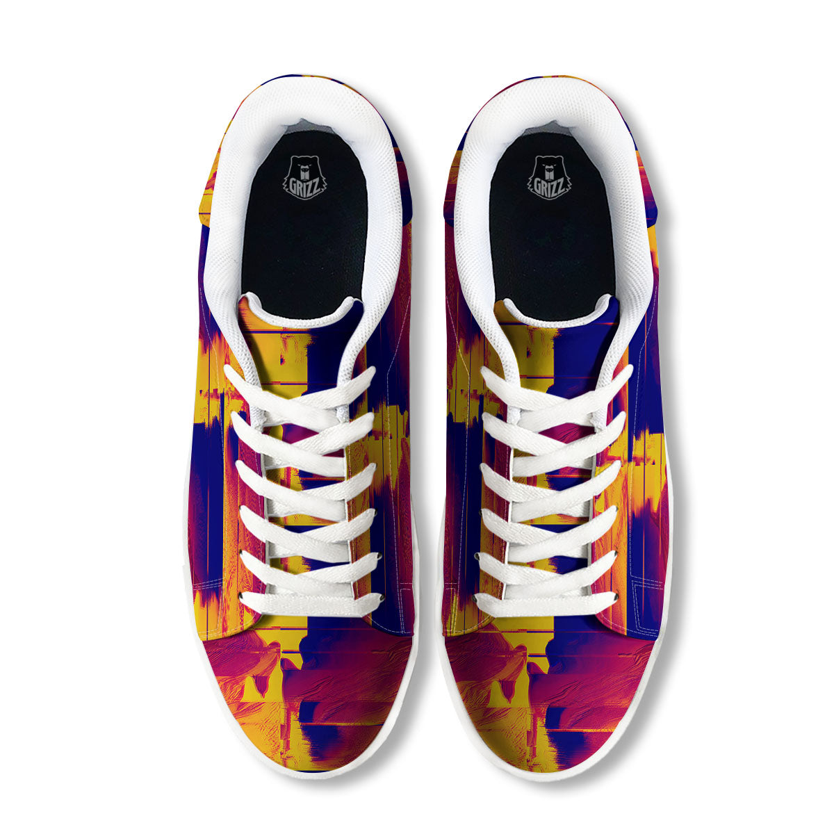 Surface Psychedelic Print Pattern White Low Top Sneakers-grizzshop