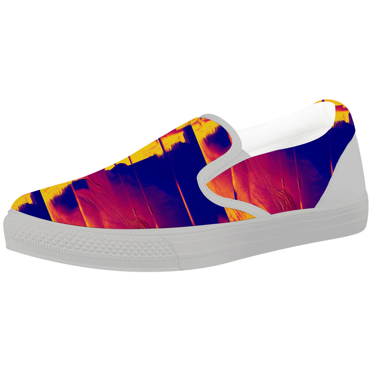 Surface Psychedelic Print Pattern White Slip On Shoes-grizzshop