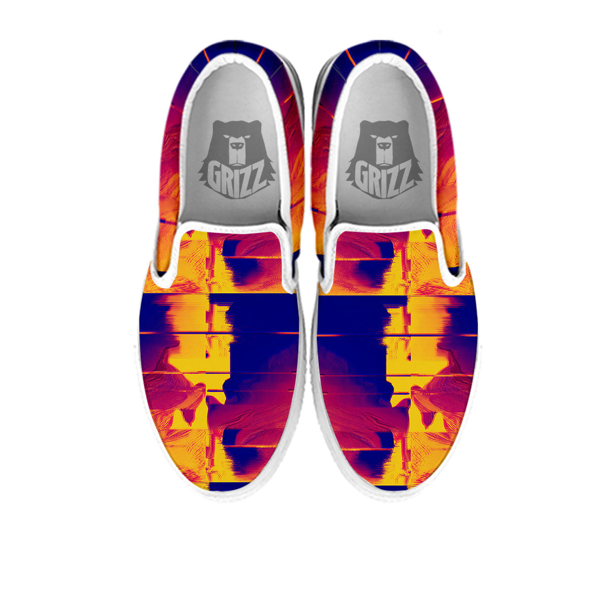 Surface Psychedelic Print Pattern White Slip On Shoes-grizzshop