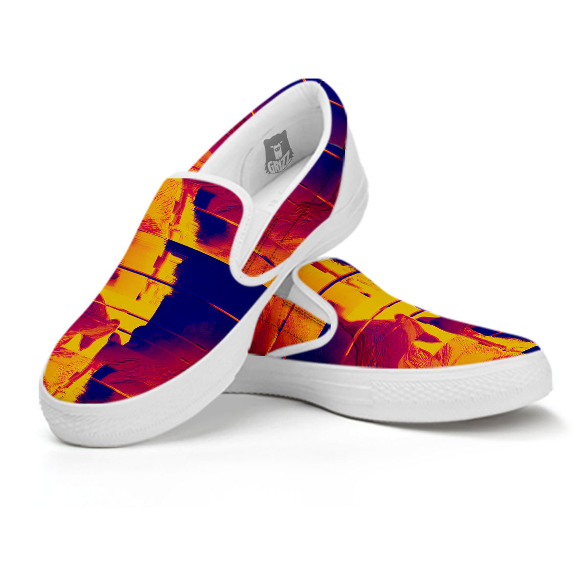 Surface Psychedelic Print Pattern White Slip On Shoes-grizzshop