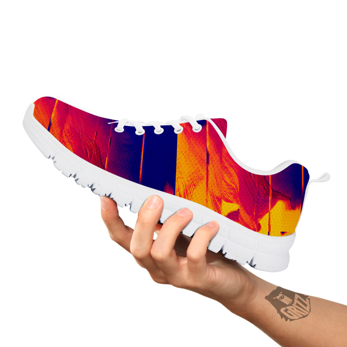 Surface Psychedelic Print Pattern White Sneaker-grizzshop