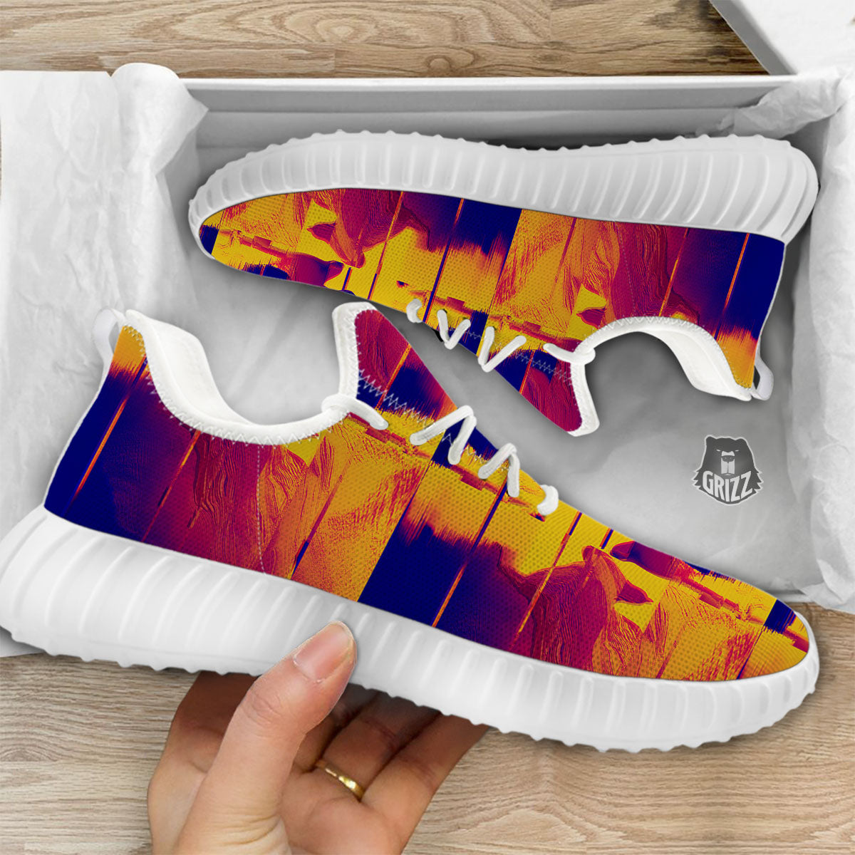 Surface Psychedelic Print Pattern White Walking Shoes-grizzshop