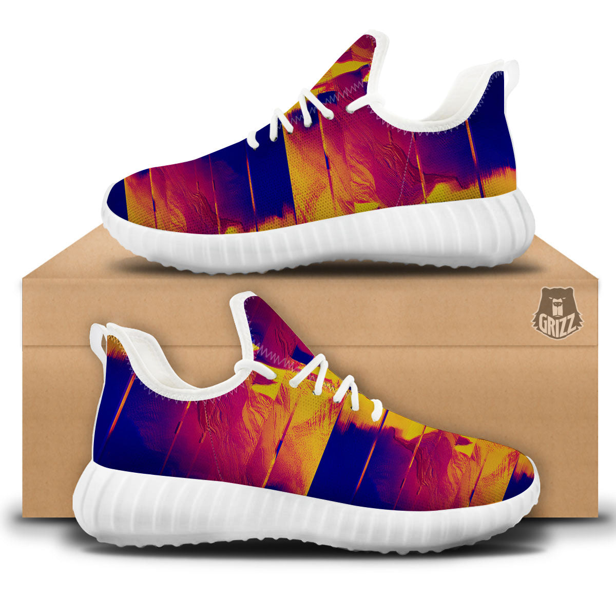 Surface Psychedelic Print Pattern White Walking Shoes-grizzshop