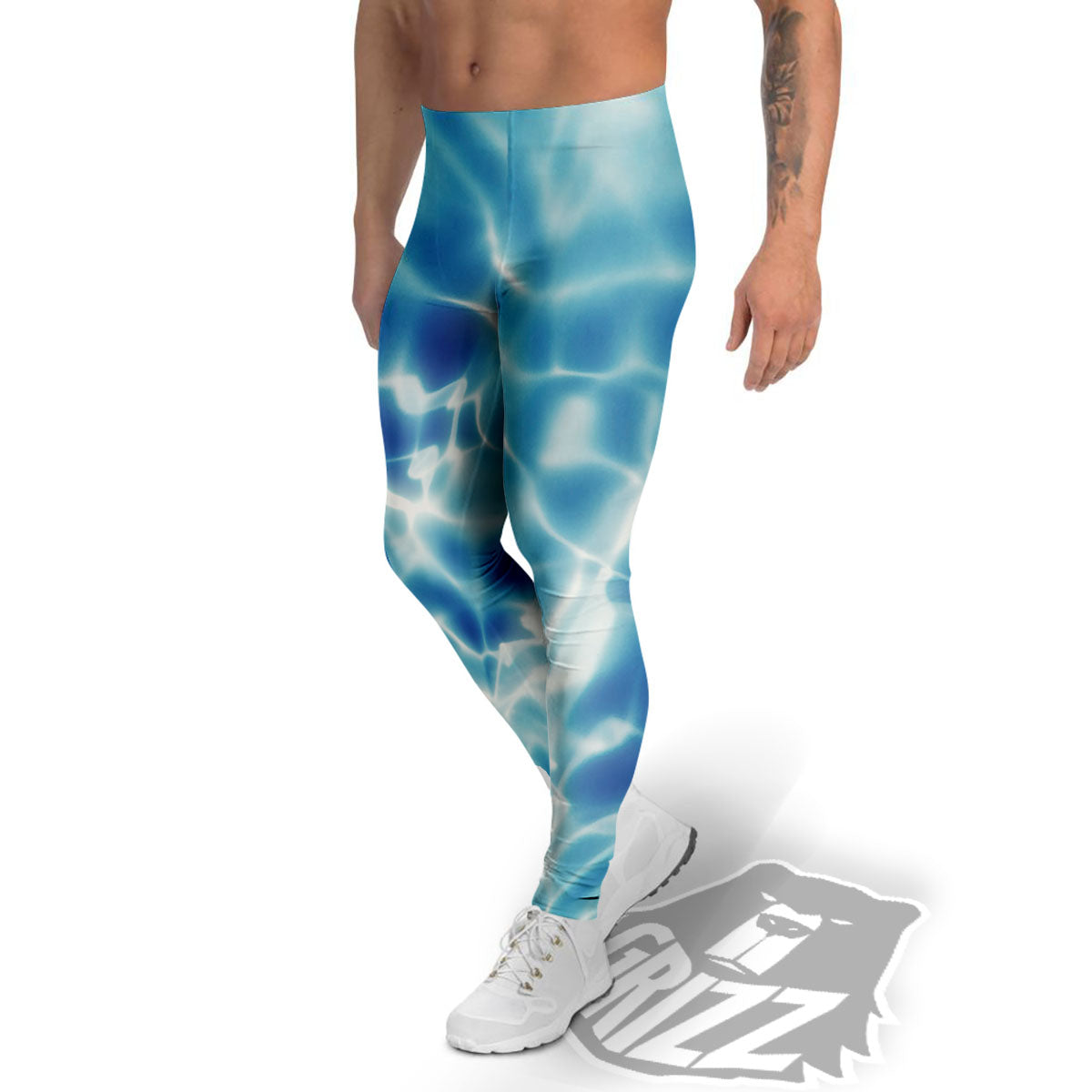 Surface Sea Water Print Men's Leggings-grizzshop