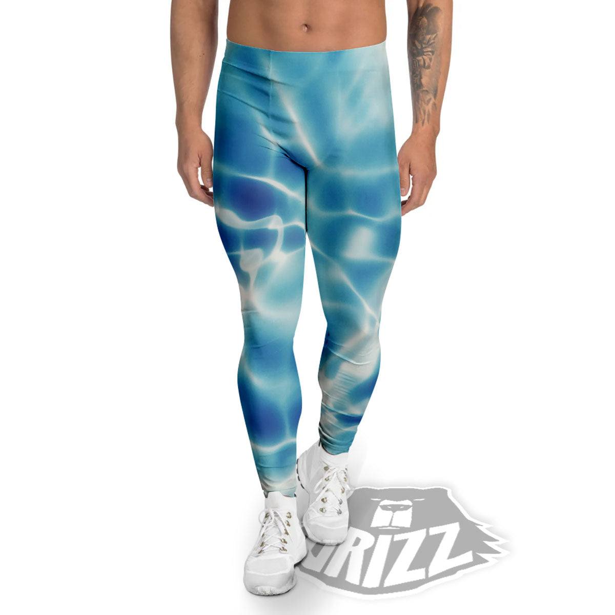 Surface Sea Water Print Men's Leggings-grizzshop