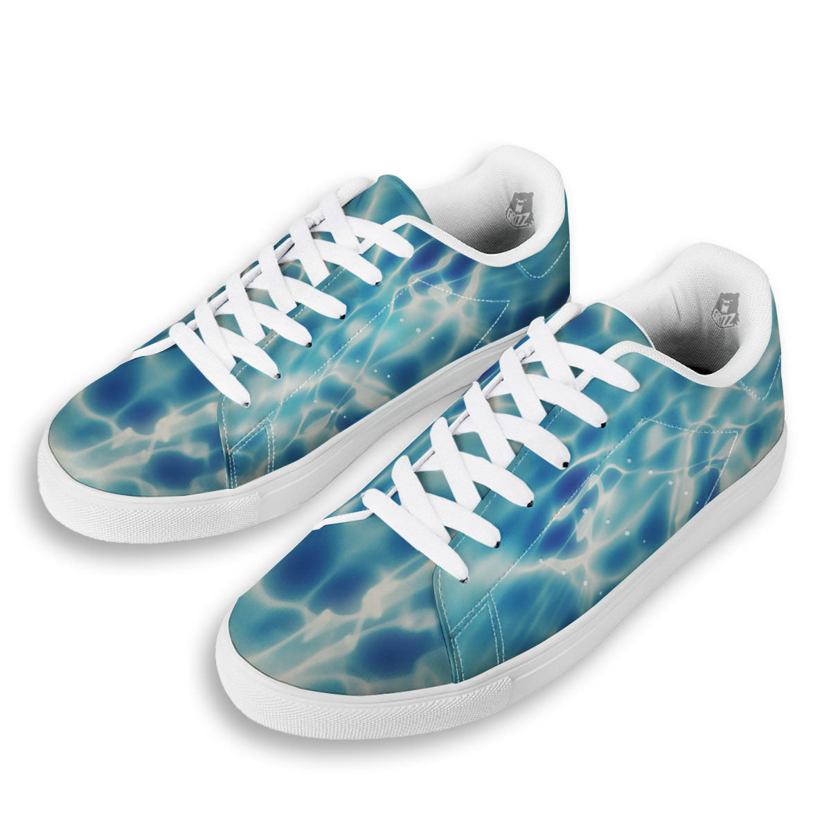 Surface Sea Water Print White Low Top Sneakers-grizzshop