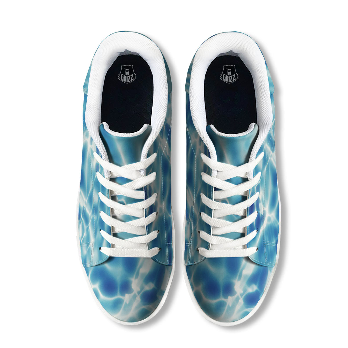 Surface Sea Water Print White Low Top Sneakers-grizzshop