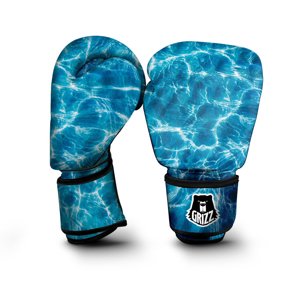 Surface Water Blue Print Boxing Gloves-grizzshop