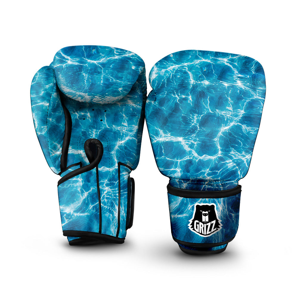 Surface Water Blue Print Boxing Gloves-grizzshop