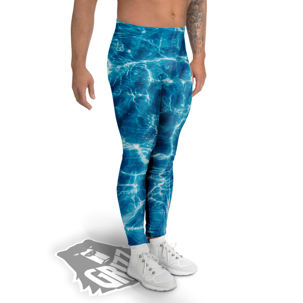Surface Water Blue Print Men's Leggings-grizzshop