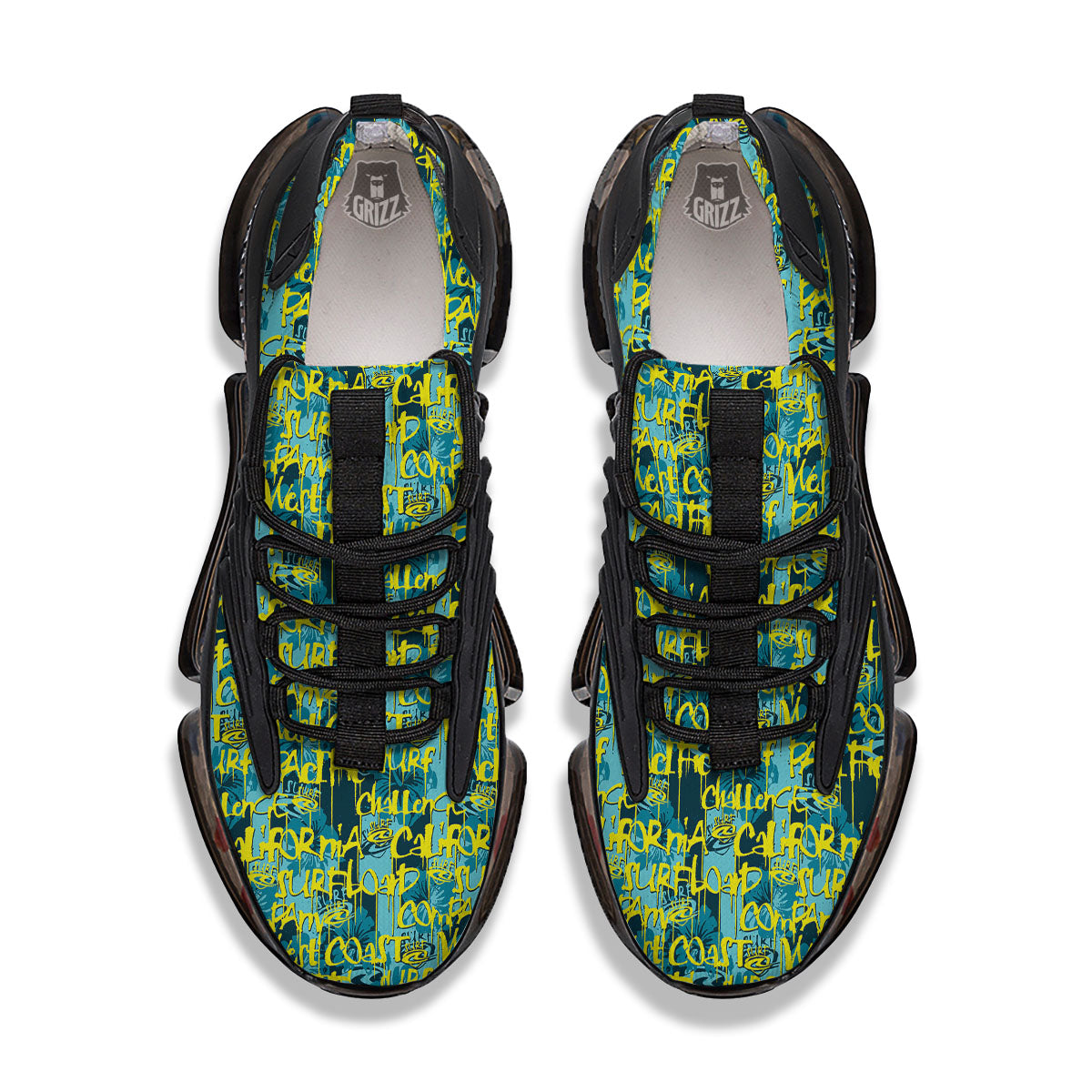 Surfing Graffiti Print Pattern Black Gym Shoes-grizzshop