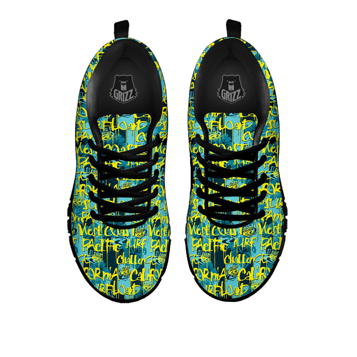 Surfing Graffiti Print Pattern Black Sneaker-grizzshop