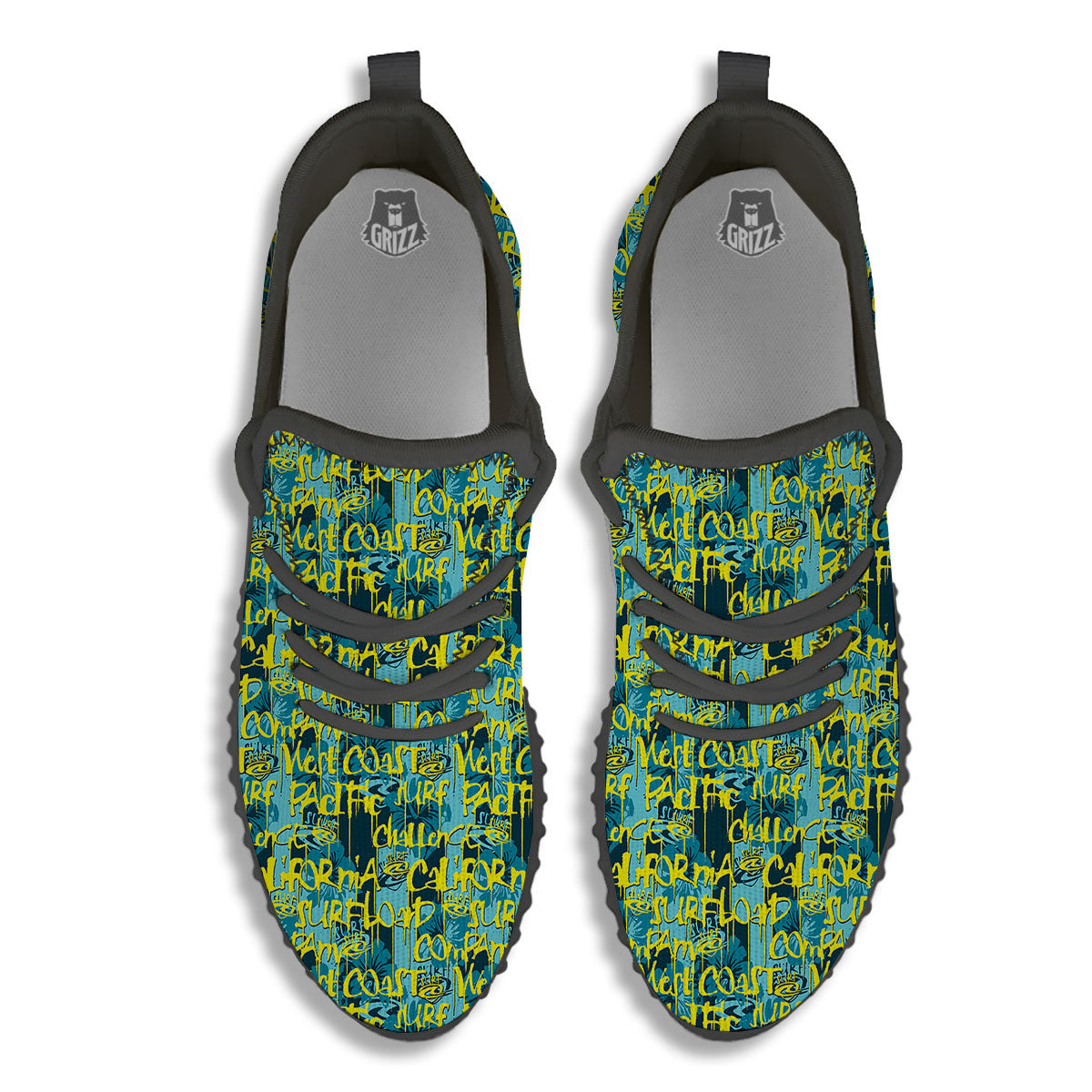 Surfing Graffiti Print Pattern Black Walking Shoes-grizzshop