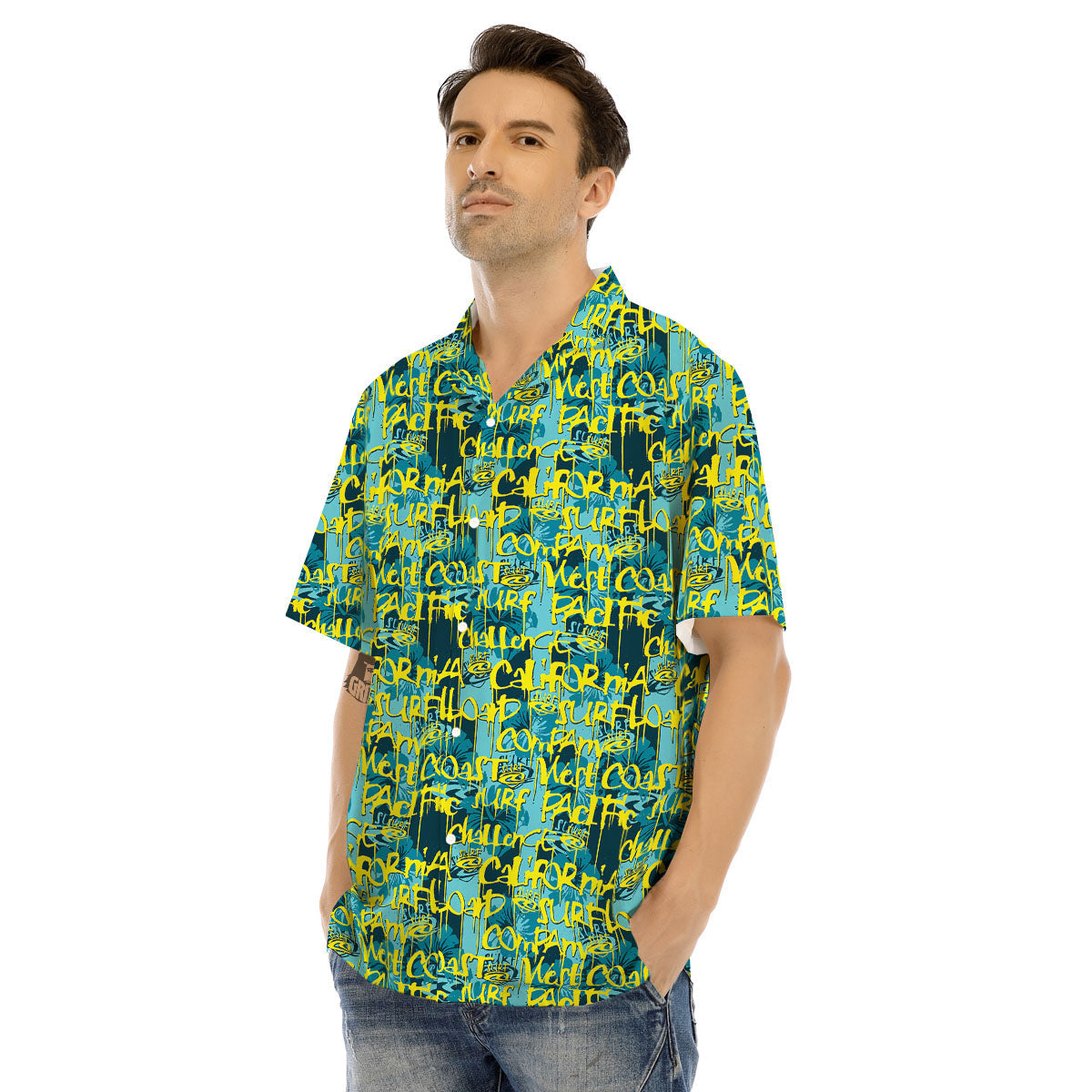 Surfing Graffiti Print Pattern Men's Hawaiian Shirt-grizzshop