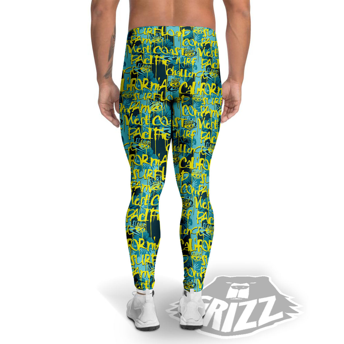 Surfing Graffiti Print Pattern Men's Leggings-grizzshop