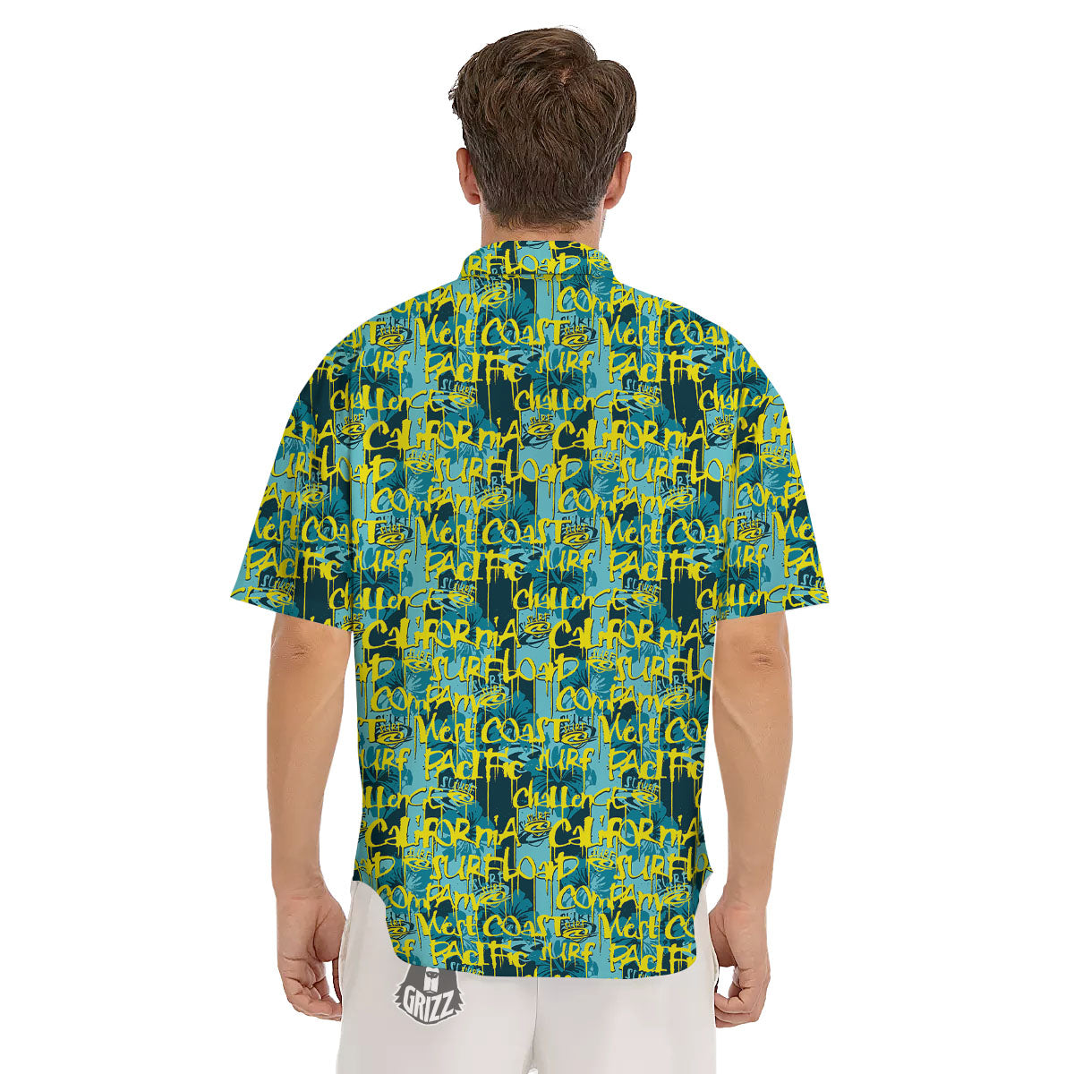 Surfing Graffiti Print Pattern Men's Short Sleeve Shirts-grizzshop