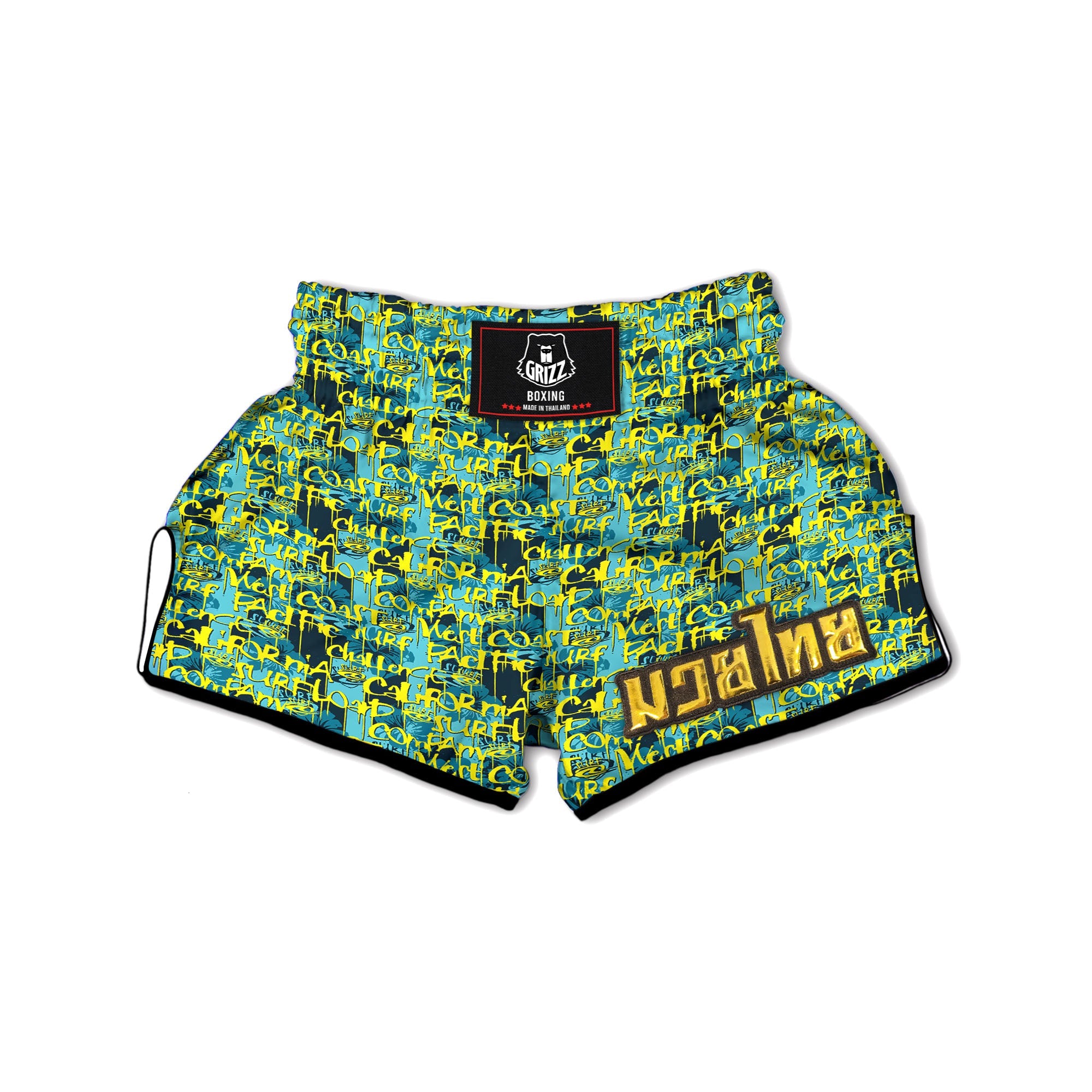 Surfing Graffiti Print Pattern Muay Thai Boxing Shorts-grizzshop