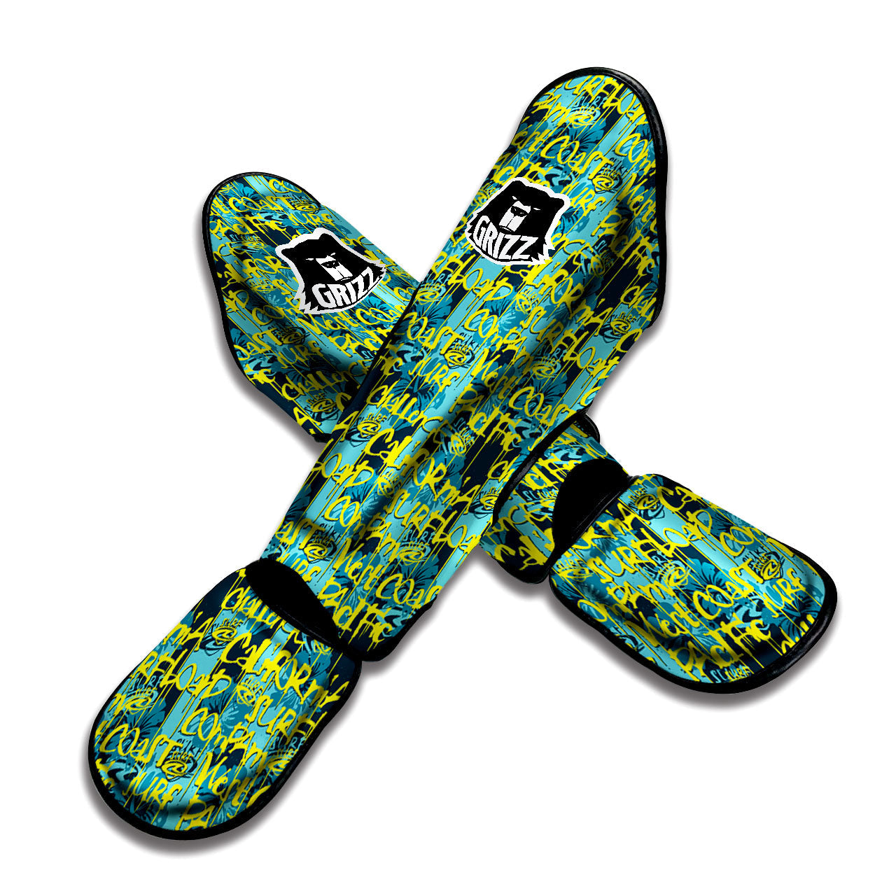 Surfing Graffiti Print Pattern Muay Thai Shin Guards-grizzshop