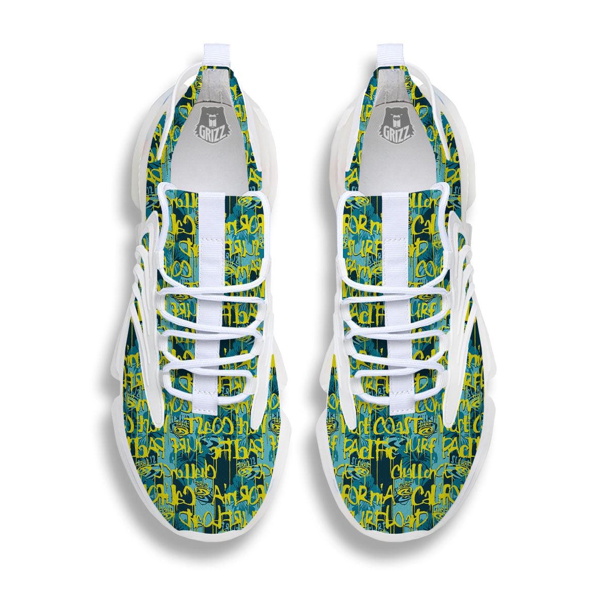 Surfing Graffiti Print Pattern White Gym Shoes-grizzshop