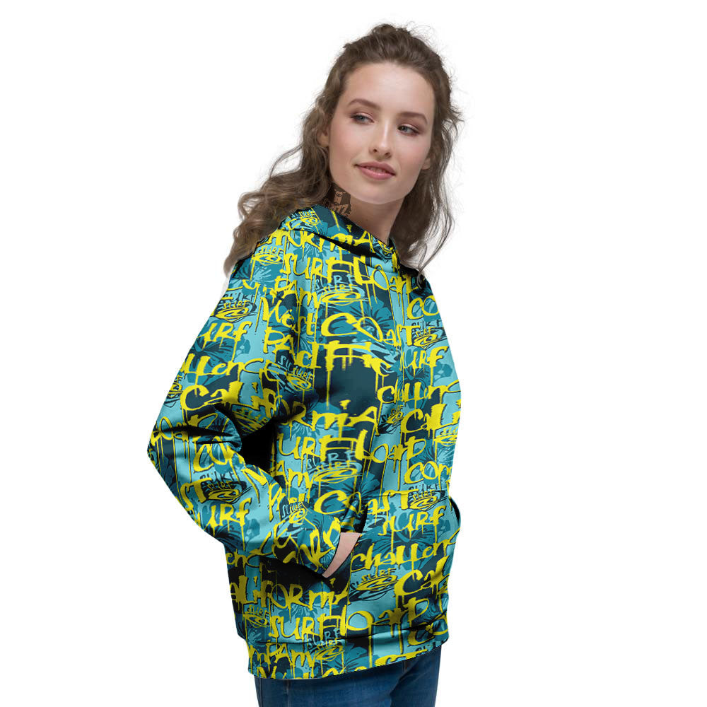 Surfing Graffiti Print Pattern Women's Hoodie-grizzshop