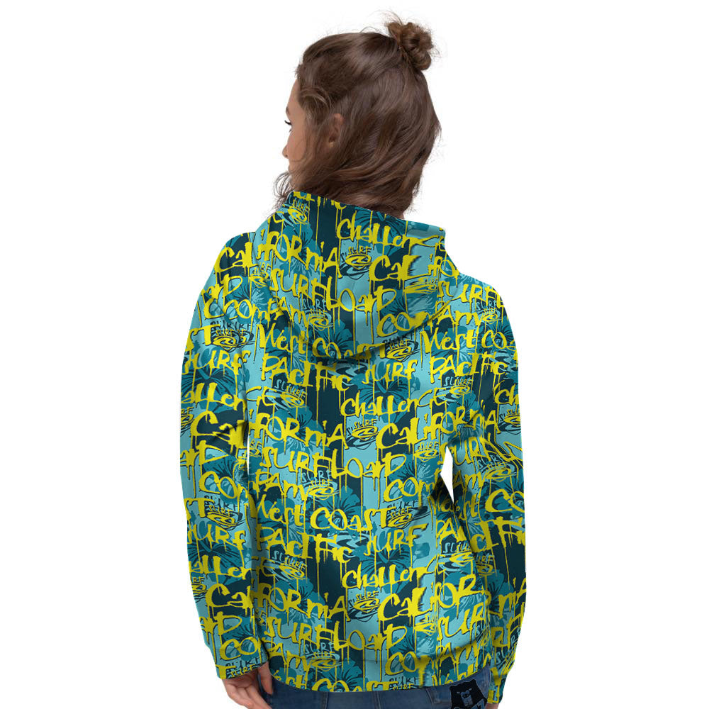 Surfing Graffiti Print Pattern Women's Hoodie-grizzshop