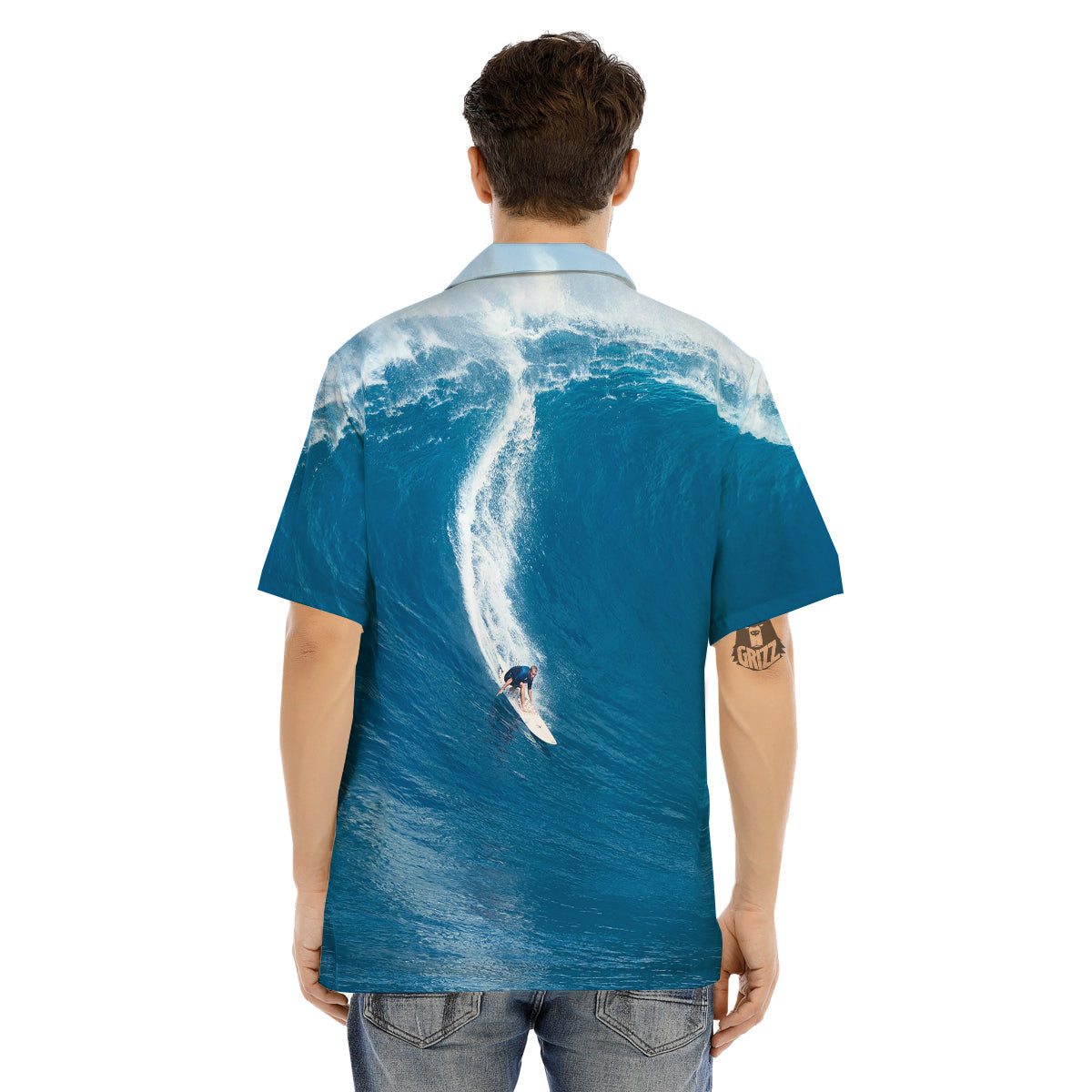 Surfing On Sea Print Men's Hawaiian Shirt-grizzshop