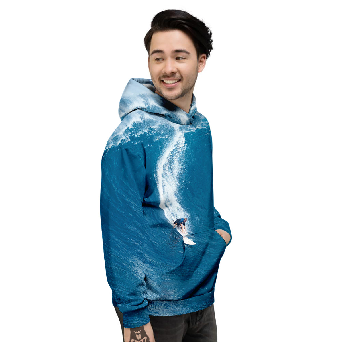Surfing On Sea Print Men's Hoodie-grizzshop