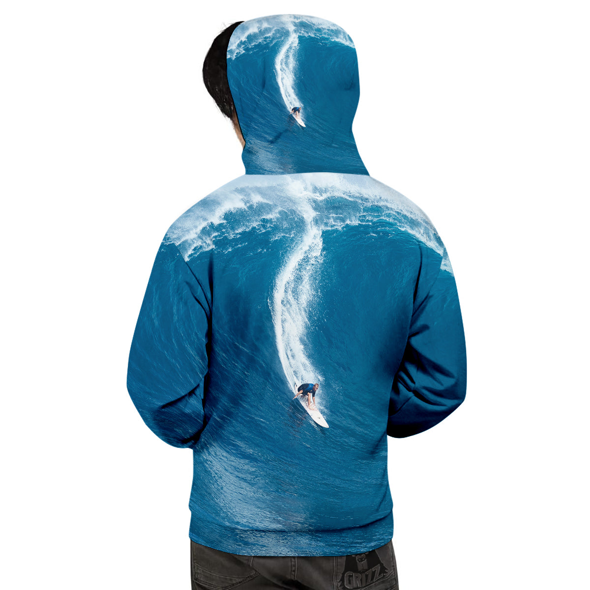 Surfing On Sea Print Men's Hoodie-grizzshop