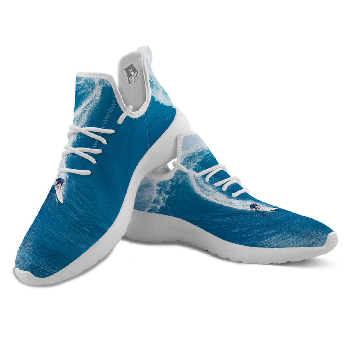 Surfing On Sea Print White Athletic Shoes-grizzshop