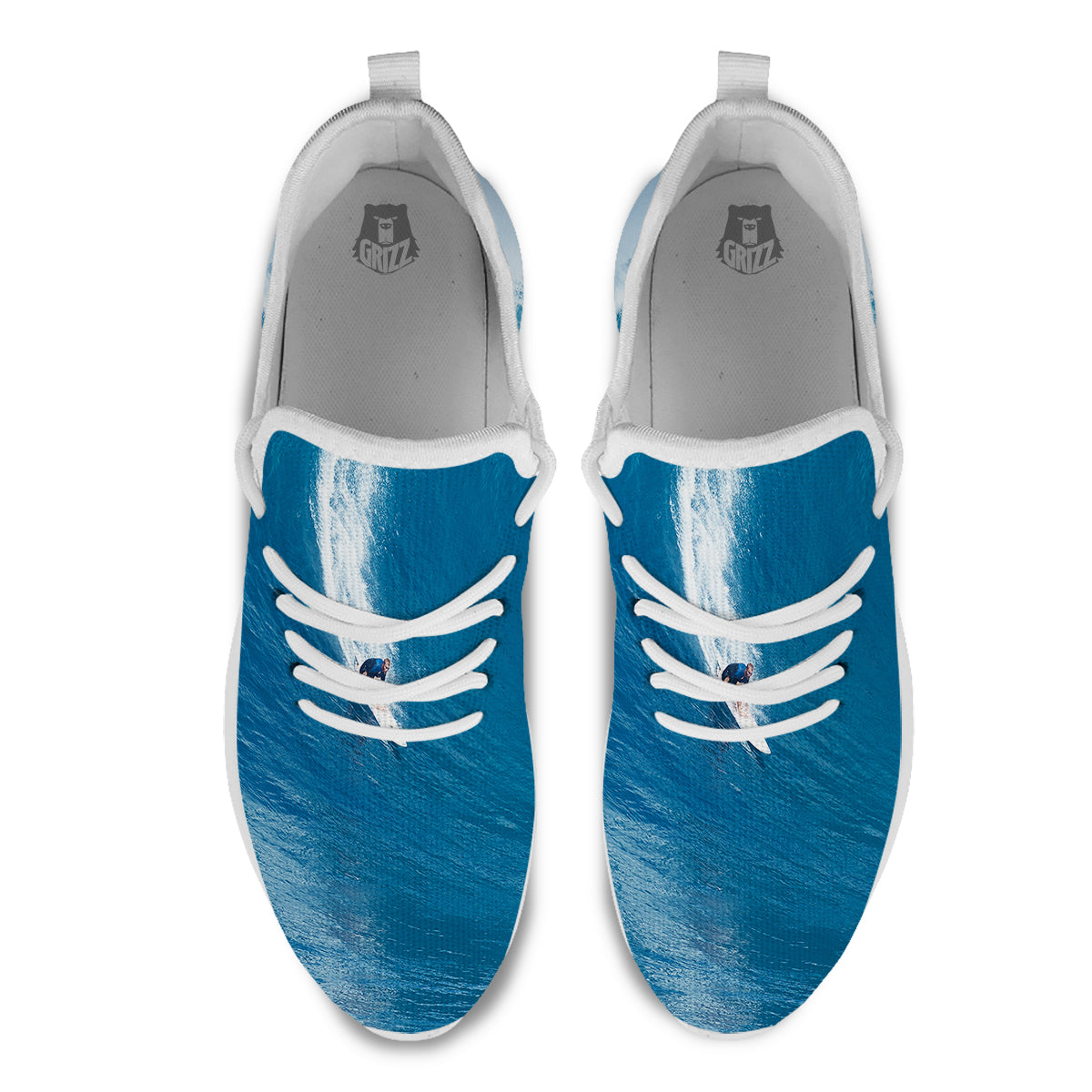 Surfing On Sea Print White Athletic Shoes-grizzshop