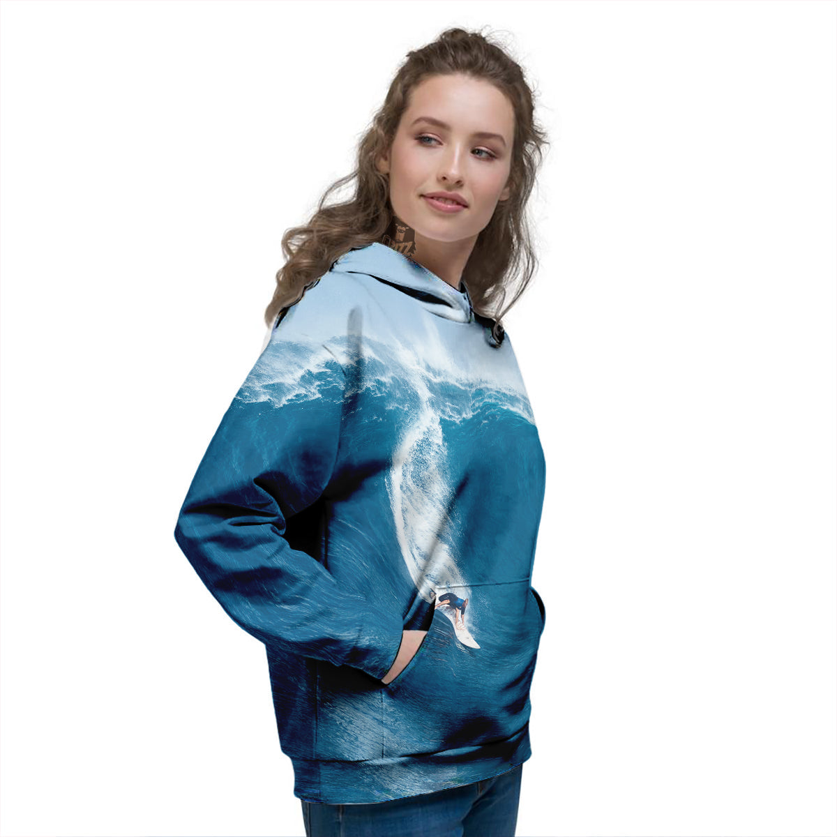 Surfing On Sea Print Women's Hoodie-grizzshop