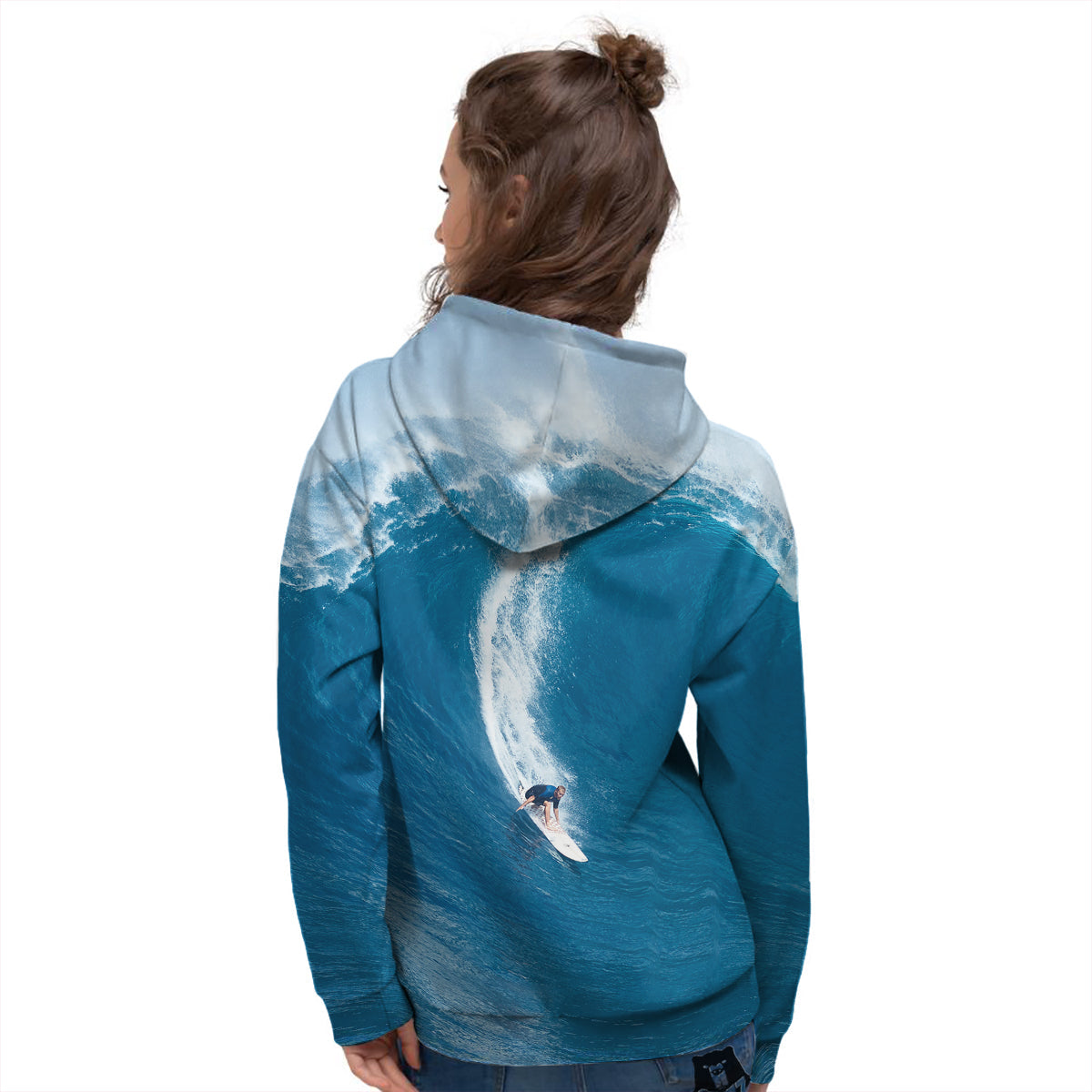 Surfing On Sea Print Women's Hoodie-grizzshop