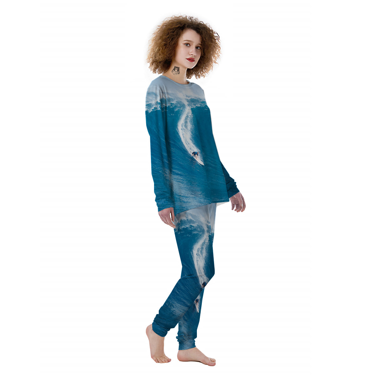 Surfing On Sea Print Women's Pajamas-grizzshop