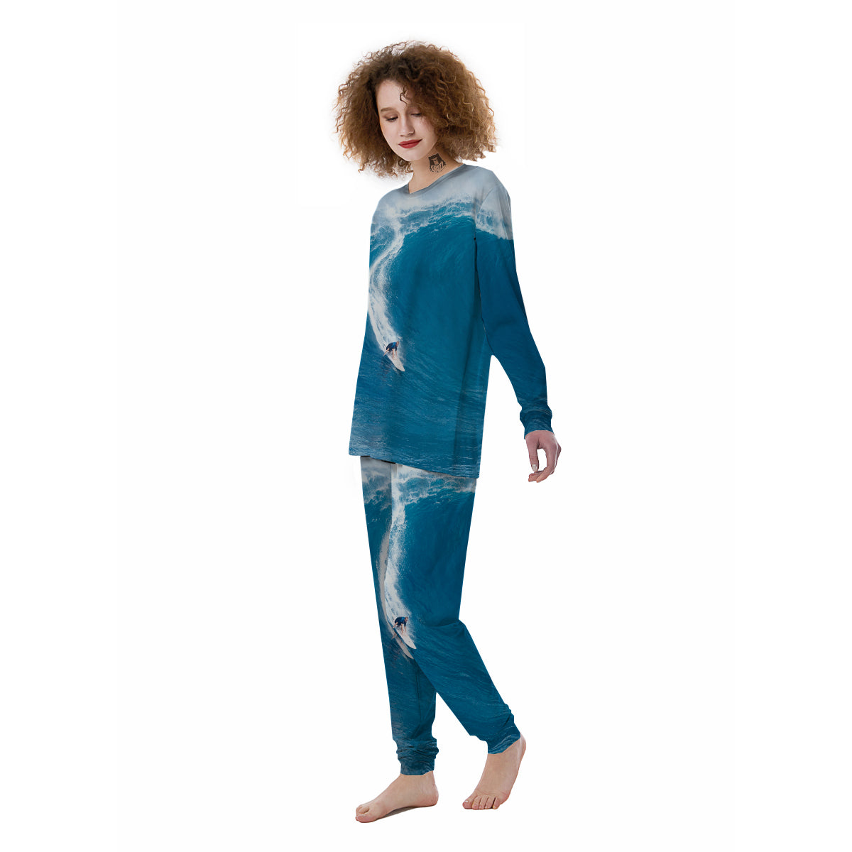 Surfing On Sea Print Women's Pajamas-grizzshop