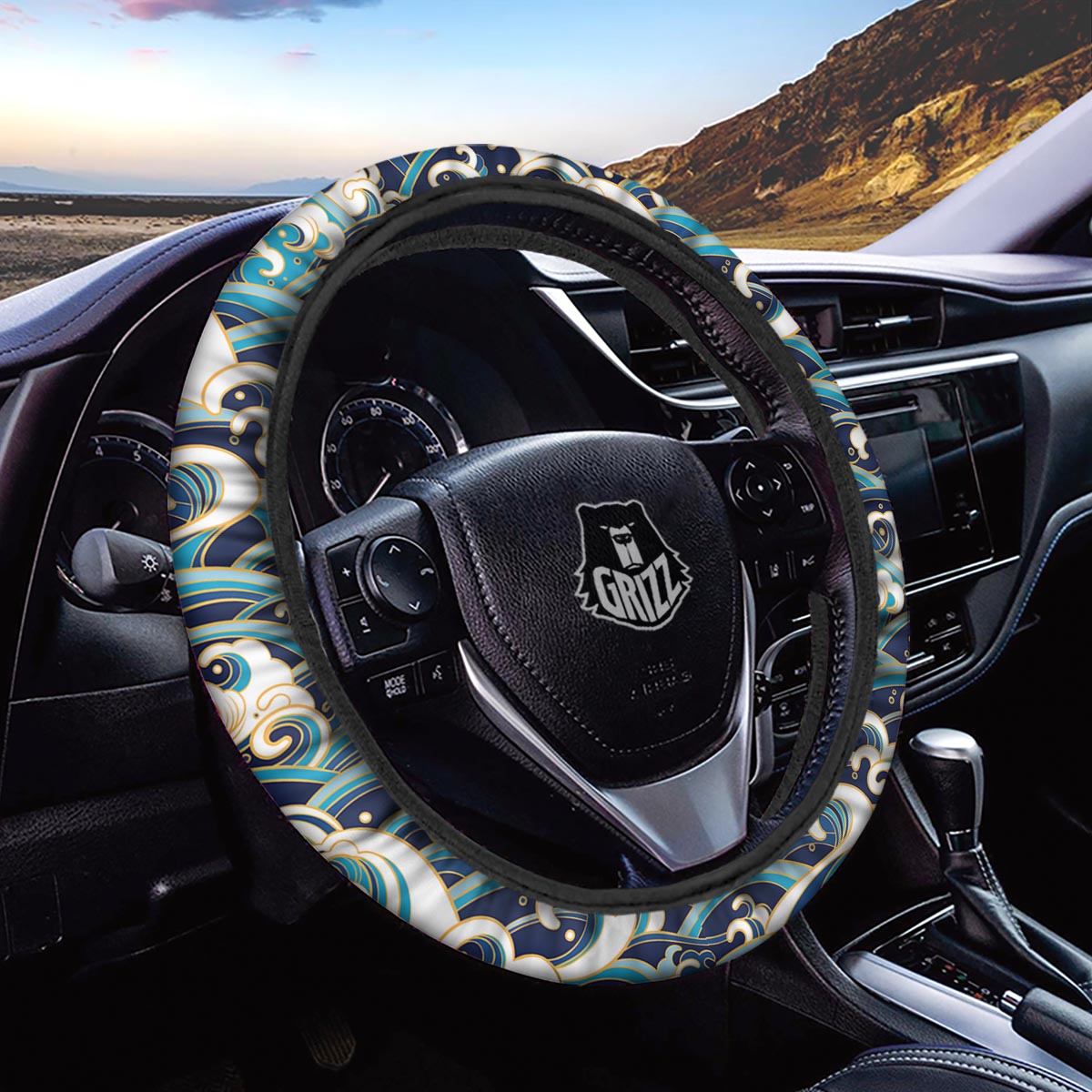 Surfing Sea Wave Print Pattern Car Steering Wheel Cover-grizzshop