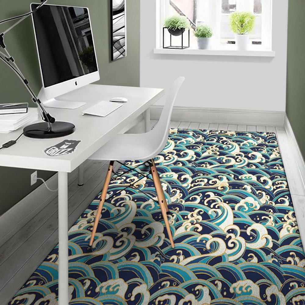 Surfing Sea Wave Print Pattern Floor Mat-grizzshop