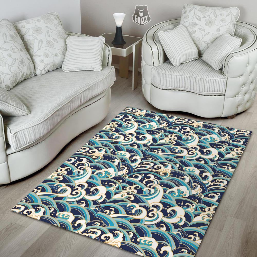 Surfing Sea Wave Print Pattern Floor Mat-grizzshop