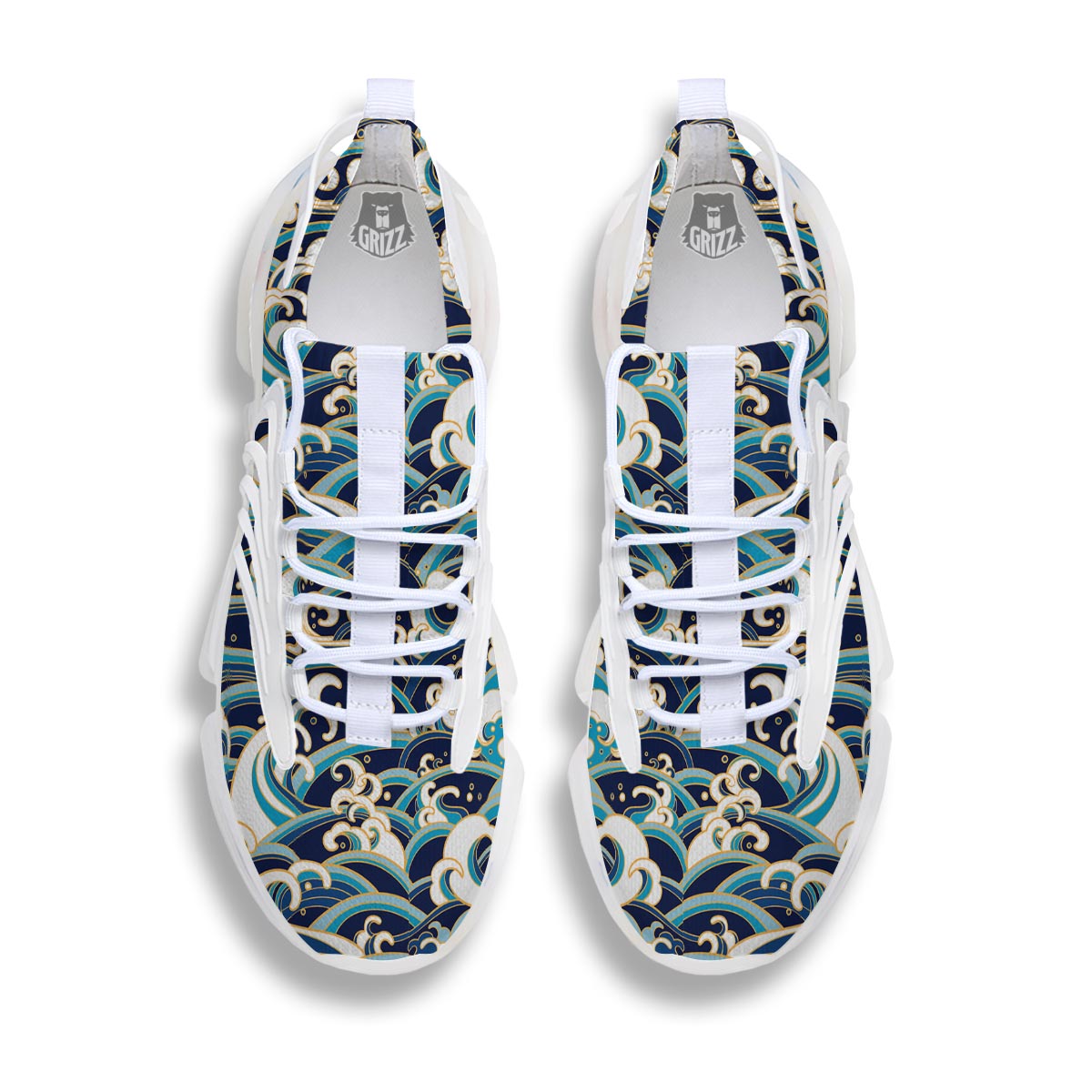 Surfing Sea Wave Print Pattern White Gym Shoes-grizzshop