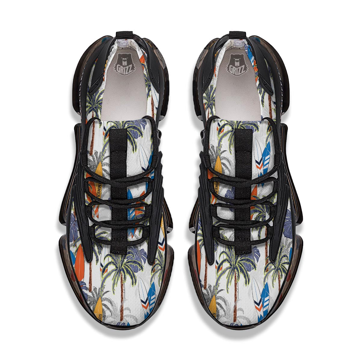 Surfing Summer Print Pattern Black Gym Shoes-grizzshop